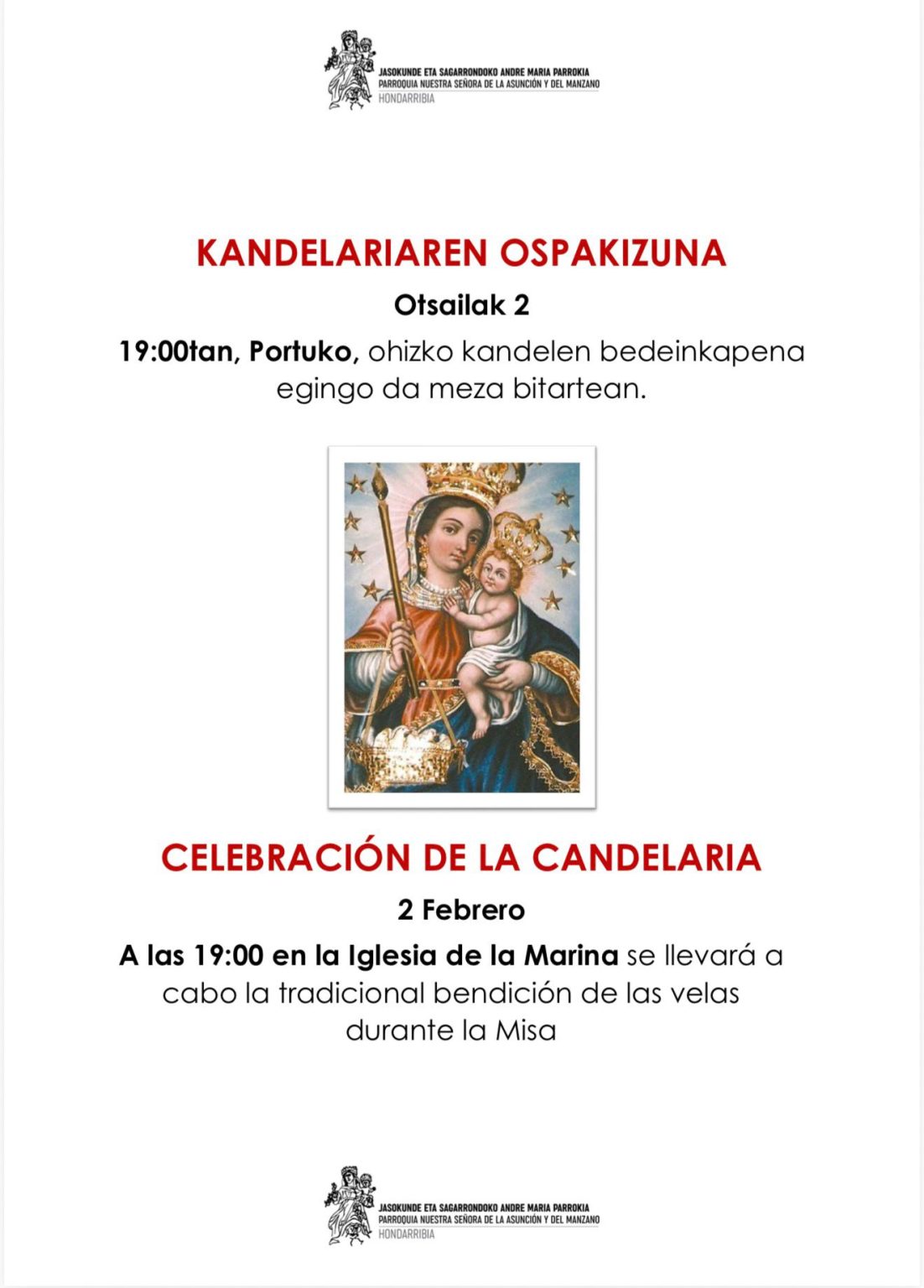 Celebración de la Candelaria 2026 | Nuestra Señora de la Asunción y del ...